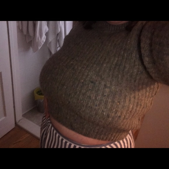 Size L - Tan Wool Sweater with Rainbow Specks - Picture 7 of 8